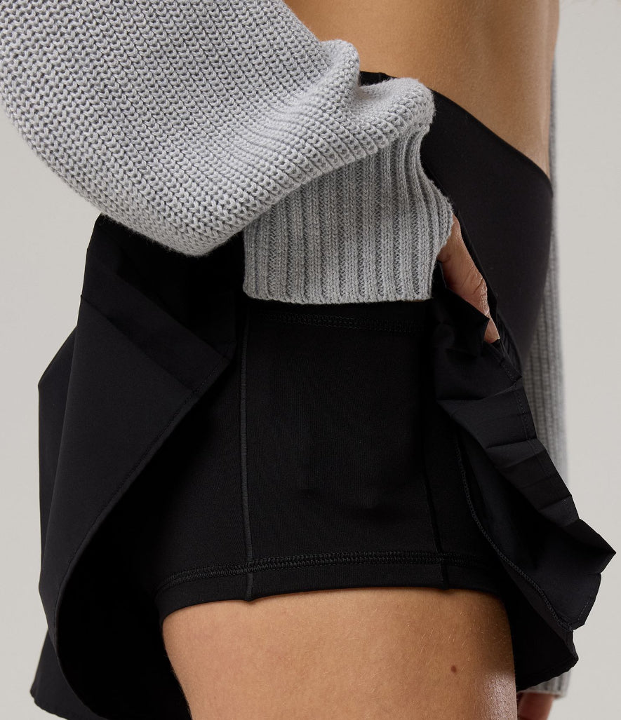 Short OFFLINE pleated flowy - negro