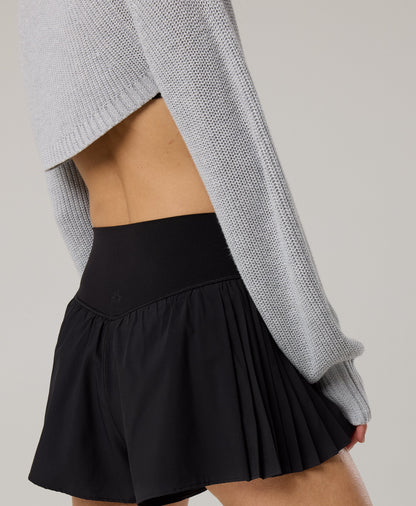 Short OFFLINE pleated flowy - negro