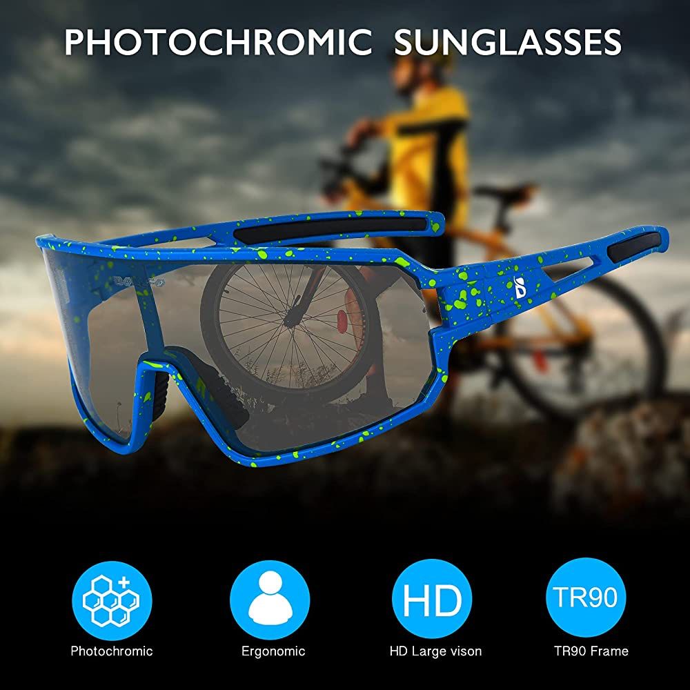 Anteojos de sol lente fotocromático-polarizado, marco azul marino