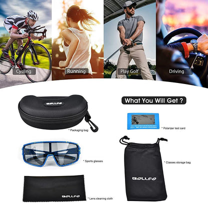 Anteojos de sol lente fotocromático-polarizado, marco azul marino